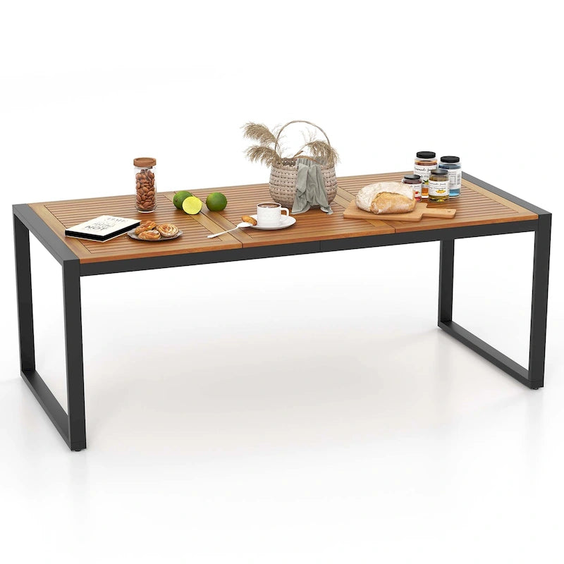 79 Acacia Wood 8-Person Patio Table with 1.9 Umbrella Hole - See Details