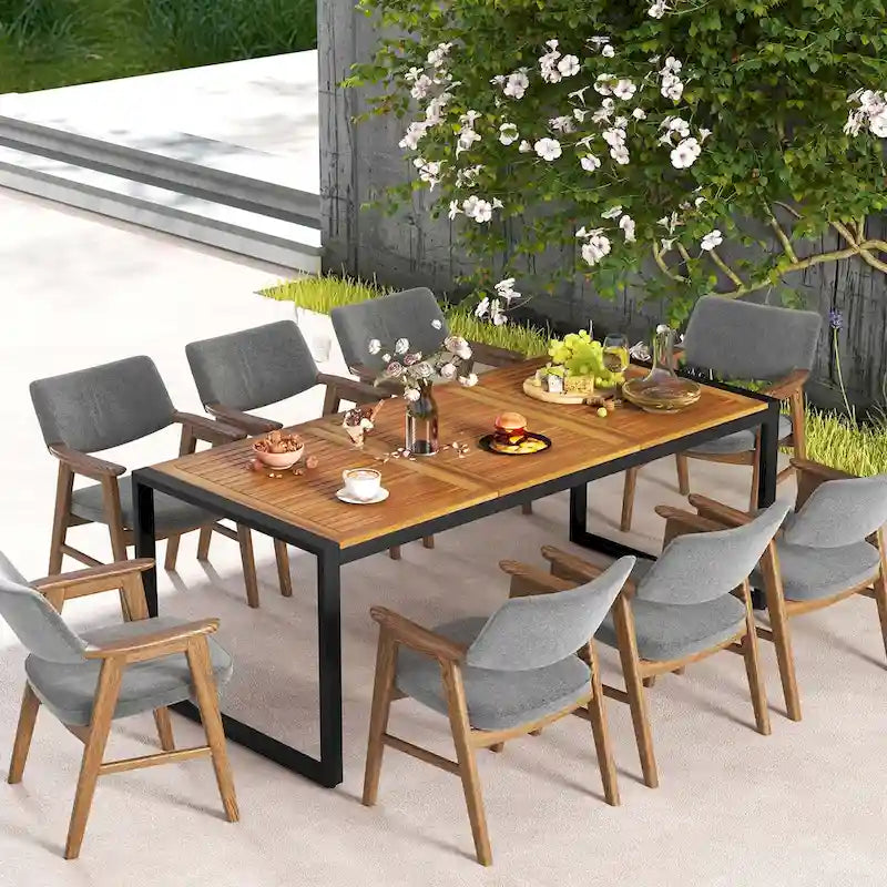 79 Acacia Wood 8-Person Patio Table with 1.9 Umbrella Hole - See Details