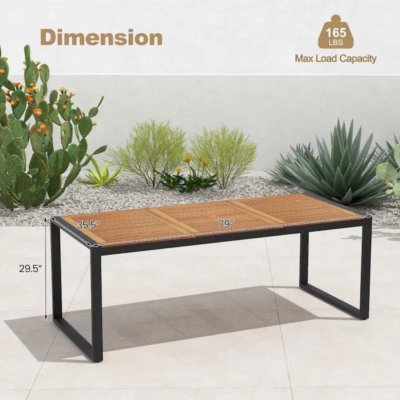 79 Acacia Wood 8-Person Patio Table with 1.9 Umbrella Hole - See Details