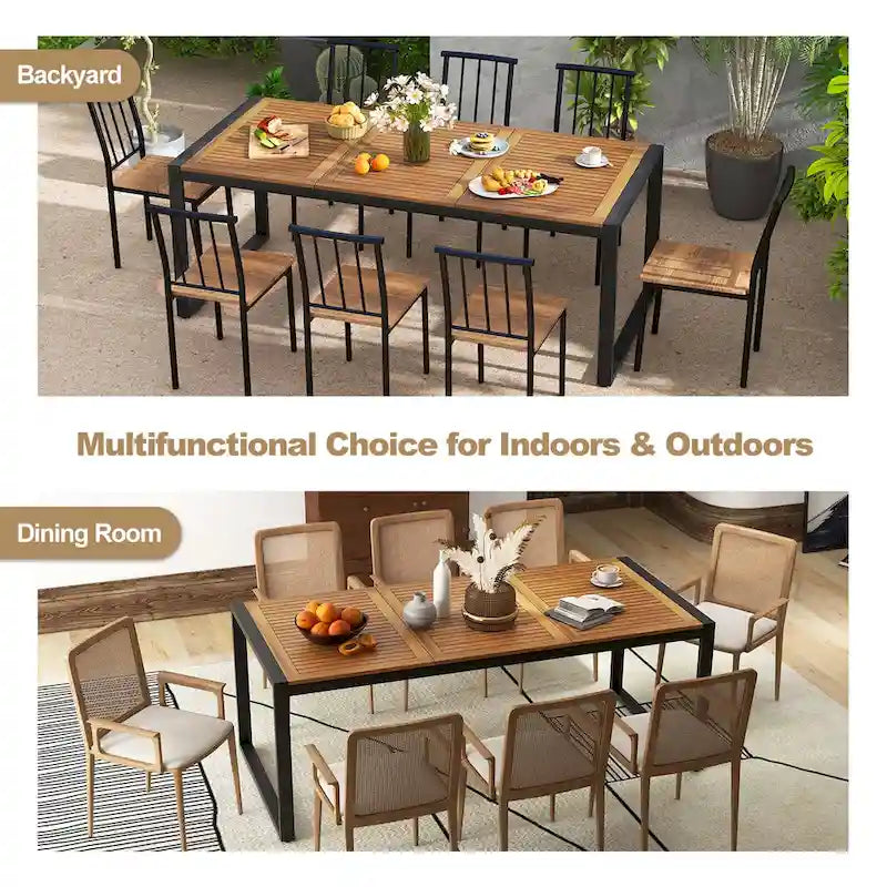 79 Acacia Wood 8-Person Patio Table with 1.9 Umbrella Hole - See Details