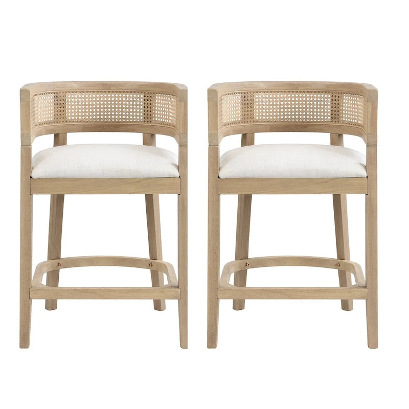 Wood Counter Stool with Arms Set of 2