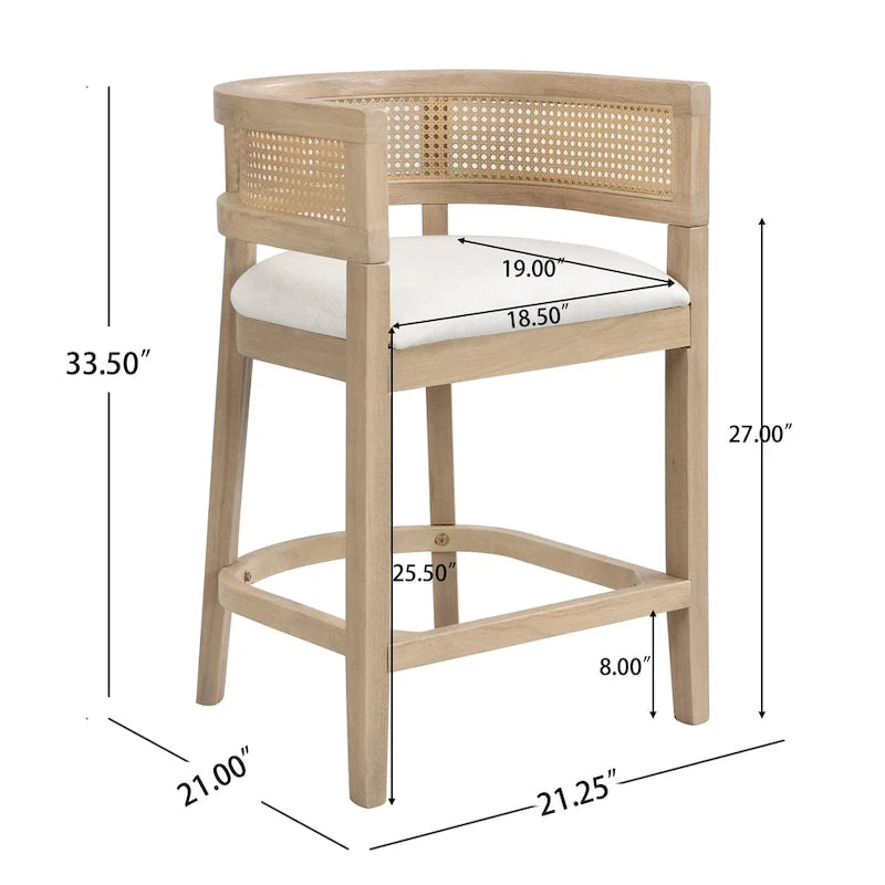 Wood Counter Stool with Arms Set of 2
