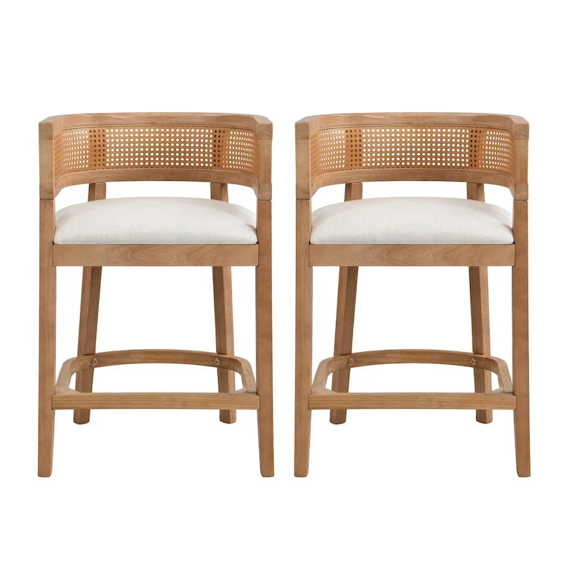 Wood Counter Stool with Arms Set of 2