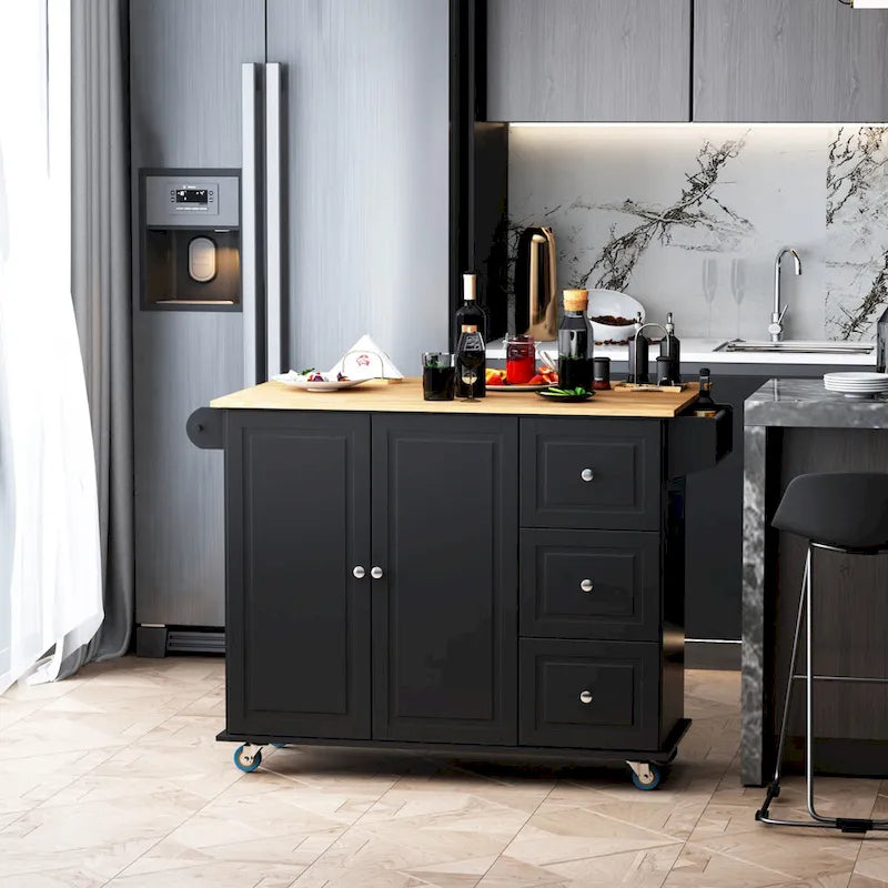 Mobile Kitchen Island With Drop Leaf(no include stool)