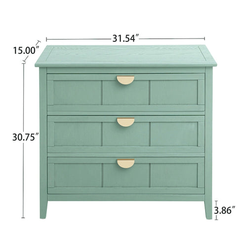 American Style 3-Drawer Vertical Chest Cabinet with Golden Handle for bedroom, living room