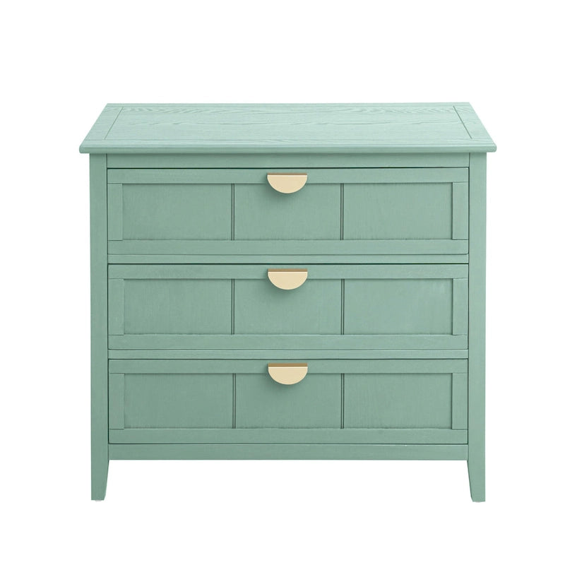 American Style 3-Drawer Vertical Chest Cabinet with Golden Handle for bedroom, living room