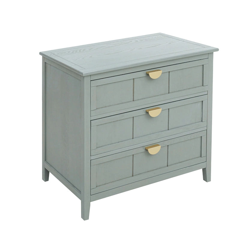 American Style 3-Drawer Vertical Chest Cabinet with Golden Handle for bedroom, living room