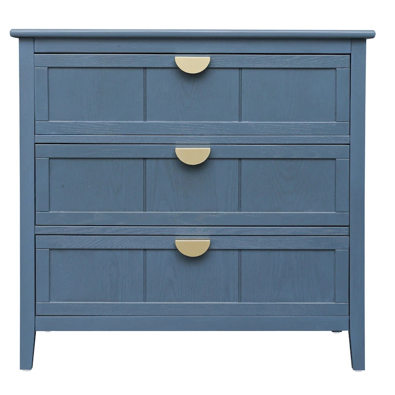 American Style 3-Drawer Vertical Chest Cabinet with Golden Handle for bedroom, living room