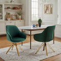 Set of 2 Velvet Swivel Dining Chair with Golden Legs