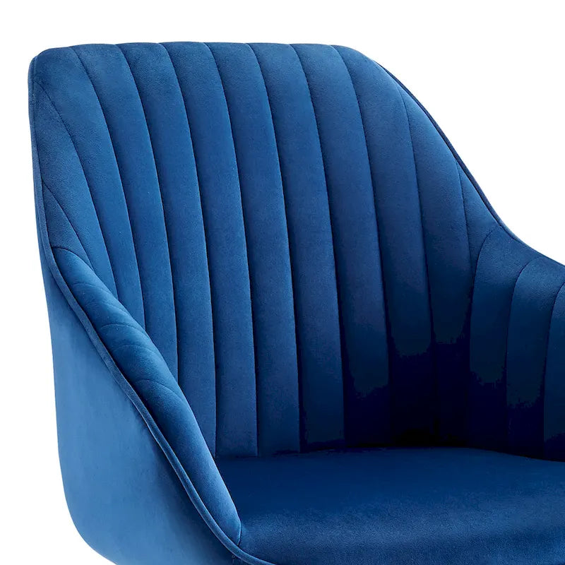 Set of 2 Velvet Swivel Dining Chair with Golden Legs