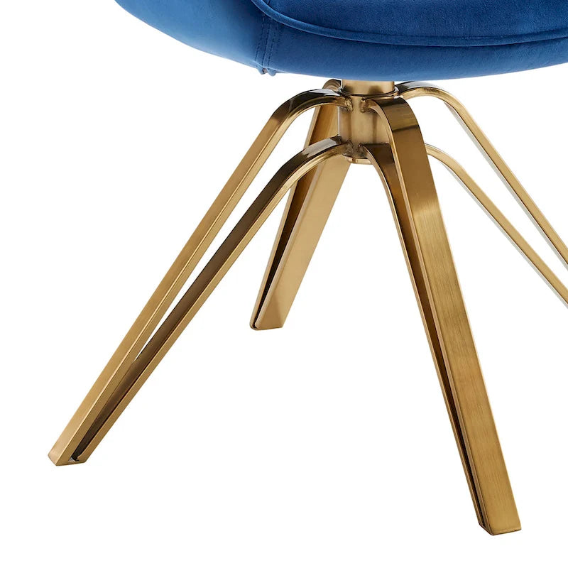 Set of 2 Velvet Swivel Dining Chair with Golden Legs