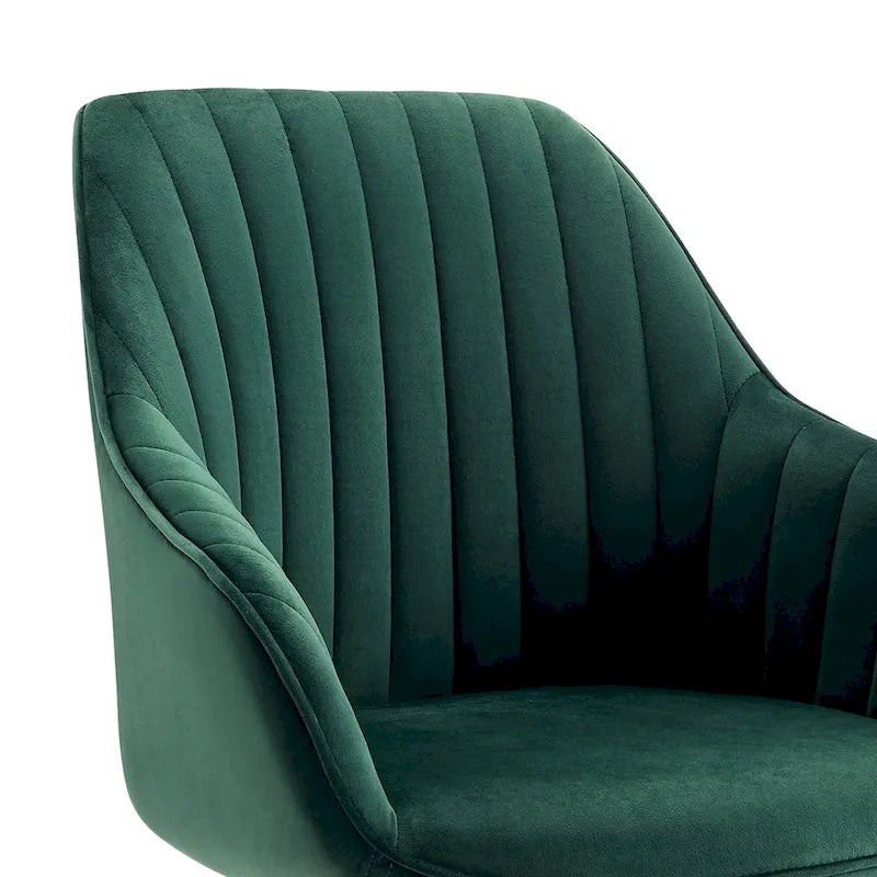 Set of 2 Velvet Swivel Dining Chair with Golden Legs