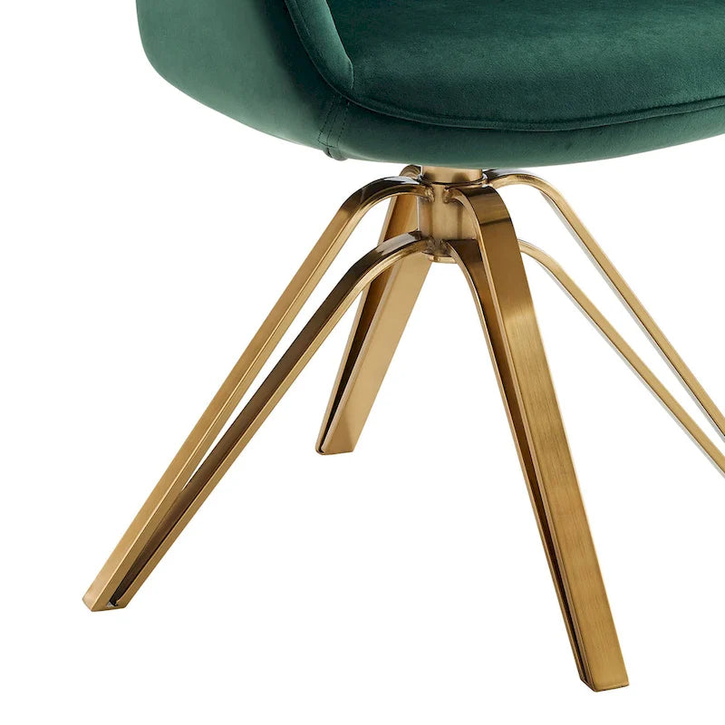 Set of 2 Velvet Swivel Dining Chair with Golden Legs