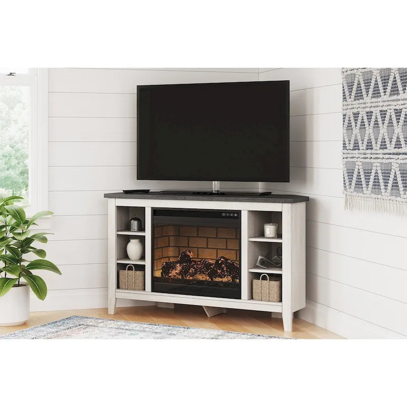 48 Corner TV Stand with Electric Fireplace - 48W x 15.75D x 28.5H