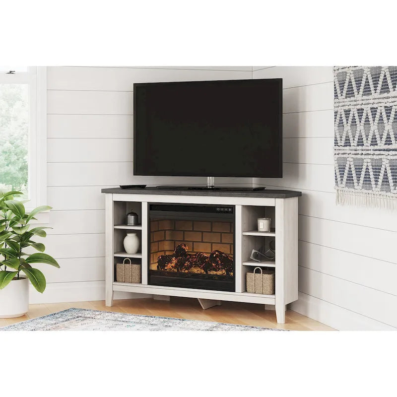 48 Corner TV Stand with Electric Fireplace - 48W x 15.75D x 28.5H