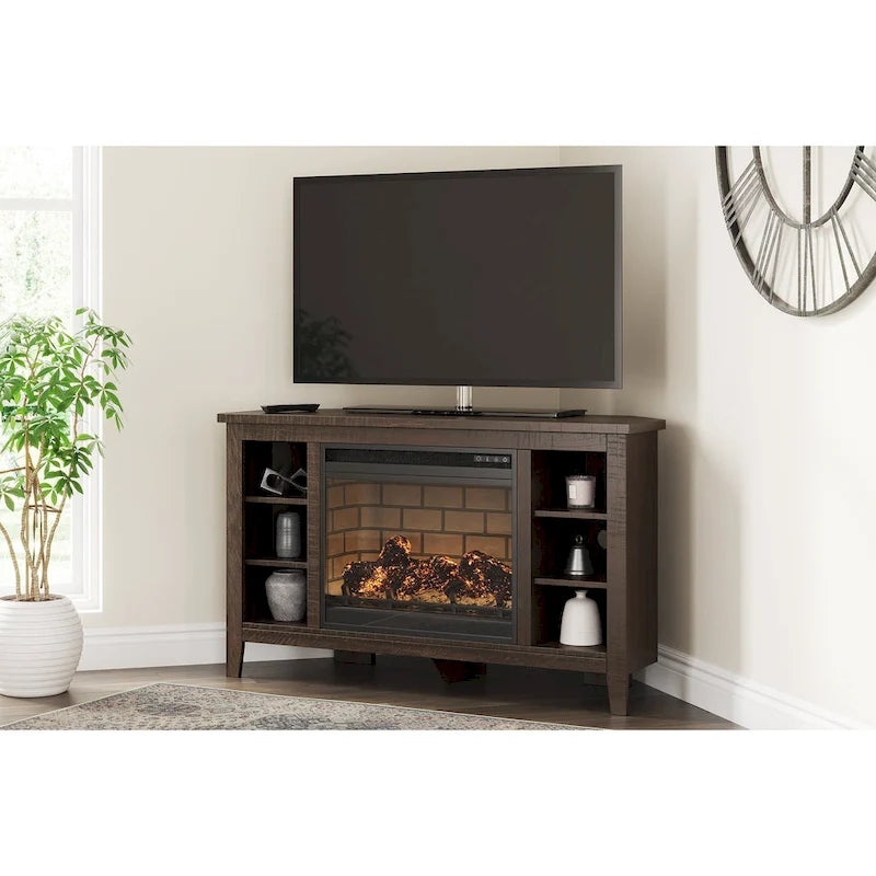 48 Corner TV Stand with Electric Fireplace - 48W x 15.75D x 28.5H