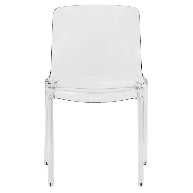 Stackable Acrylic Minimalist Plastic Dining Chair Modern Full Back Transparent Accent Side Chair for Kitchen Set of 2