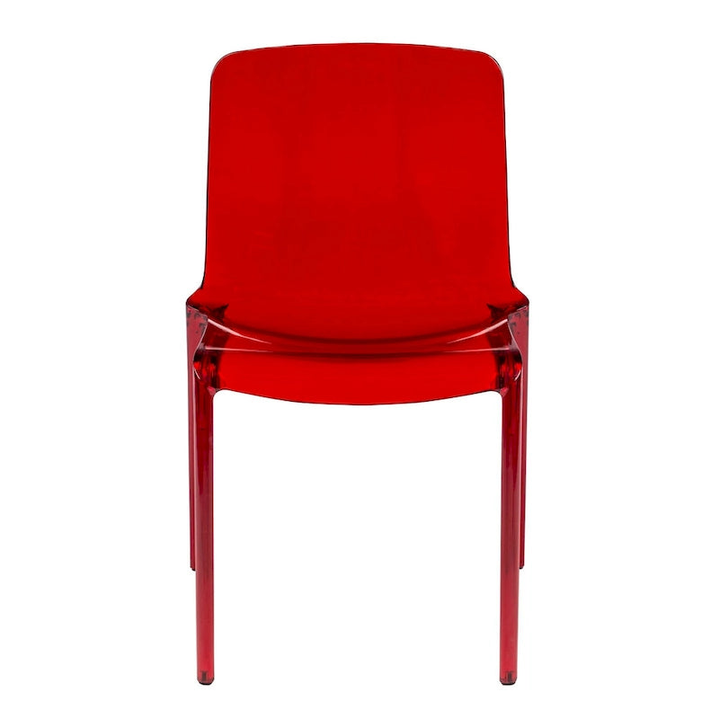 Stackable Acrylic Minimalist Plastic Dining Chair Modern Full Back Transparent Accent Side Chair for Kitchen Set of 2