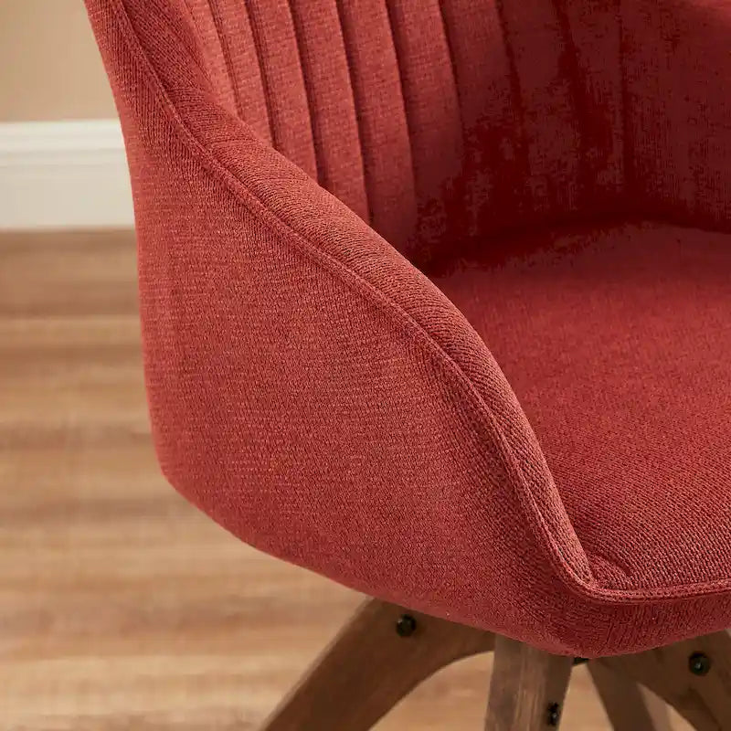 Set of 2 Mid-century Swivel Dining Chairs with Wood Legs