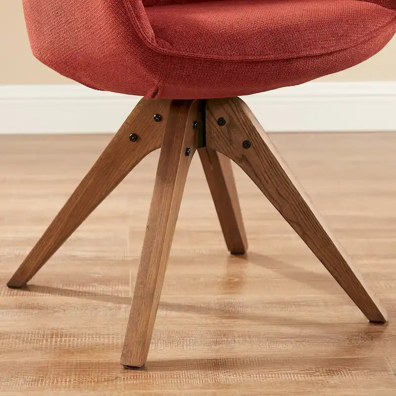 Set of 2 Mid-century Swivel Dining Chairs with Wood Legs