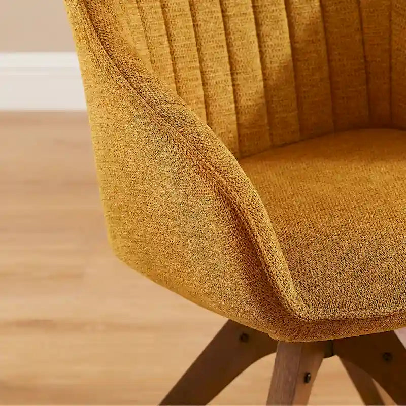 Set of 2 Mid-century Swivel Dining Chairs with Wood Legs