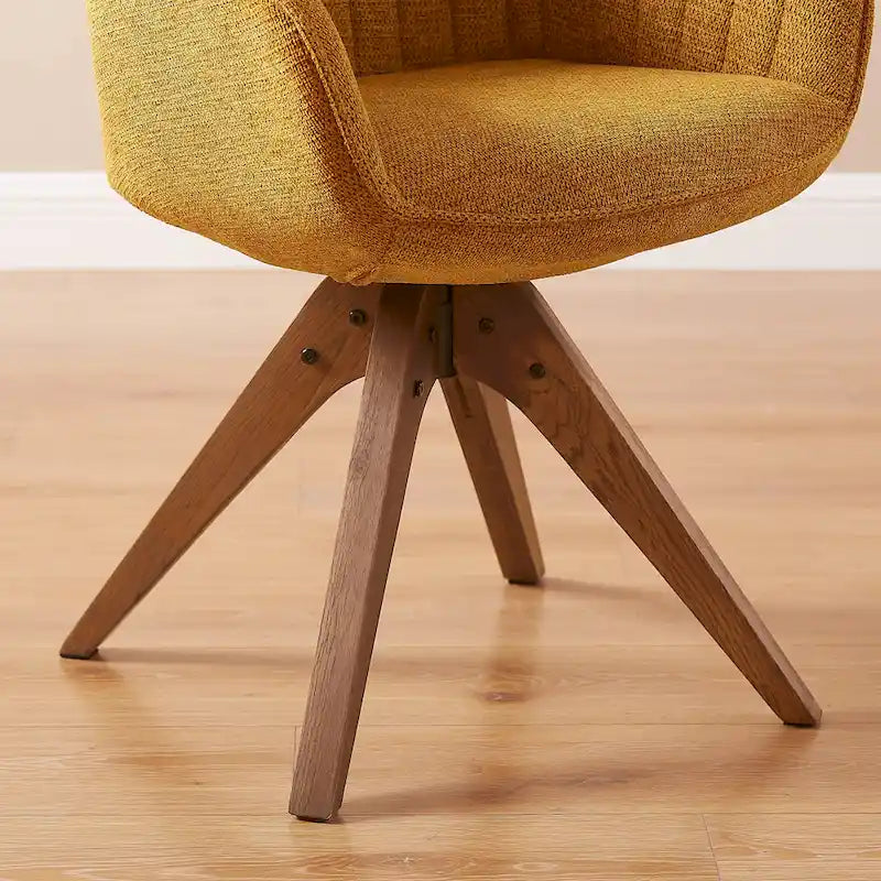 Set of 2 Mid-century Swivel Dining Chairs with Wood Legs