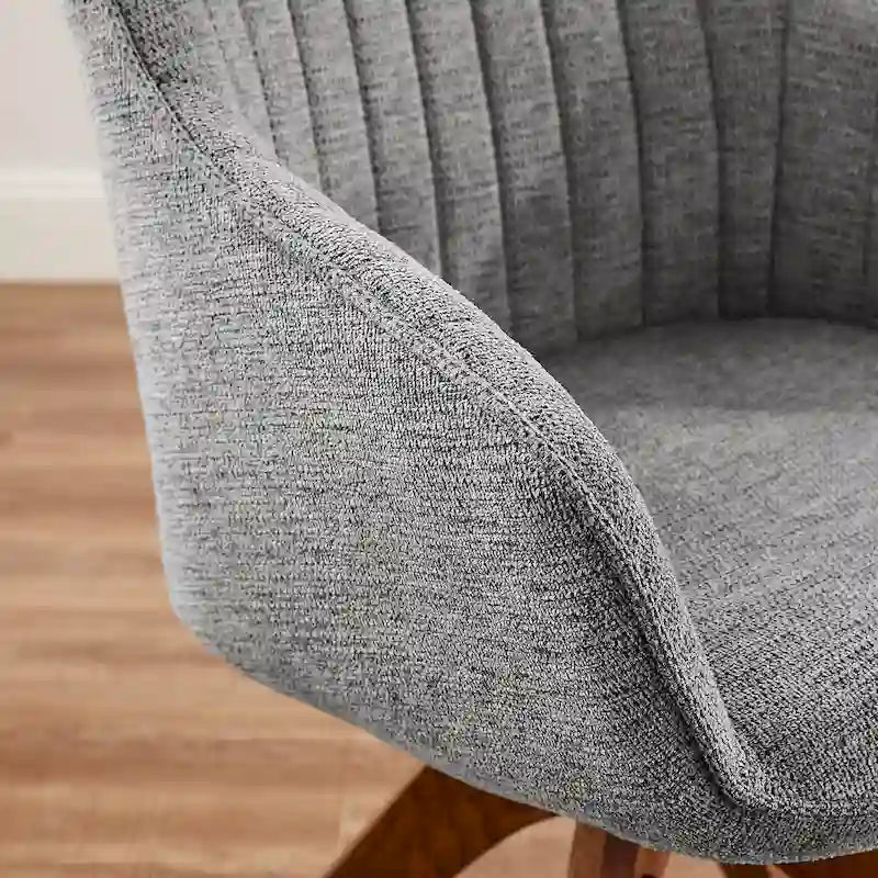 Set of 2 Mid-century Swivel Dining Chairs with Wood Legs