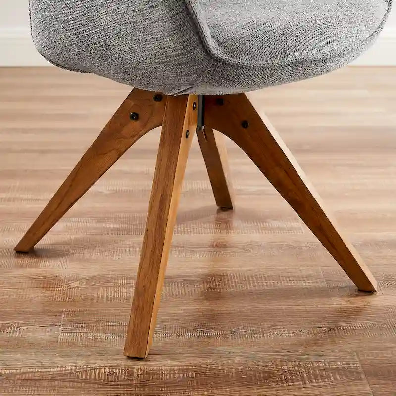 Set of 2 Mid-century Swivel Dining Chairs with Wood Legs