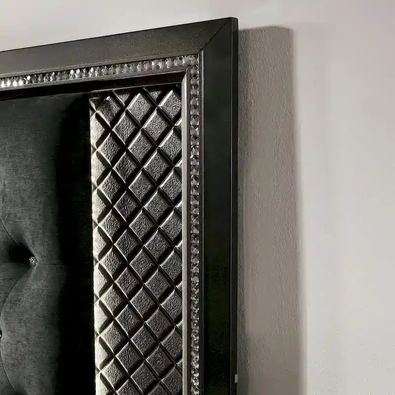 Glam Grey Fabric Tufted LED Bed