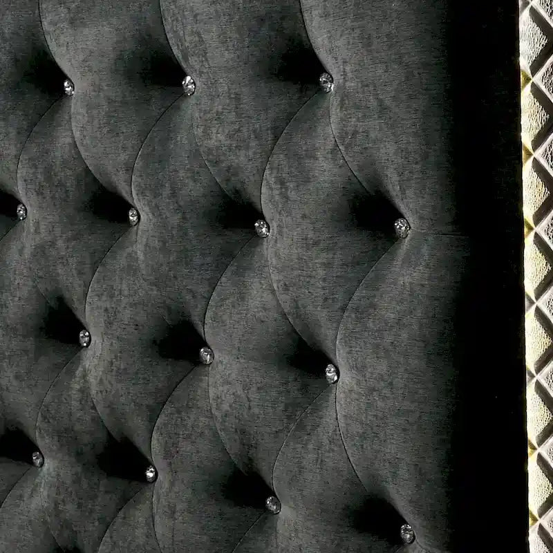 Glam Grey Fabric Tufted LED Bed