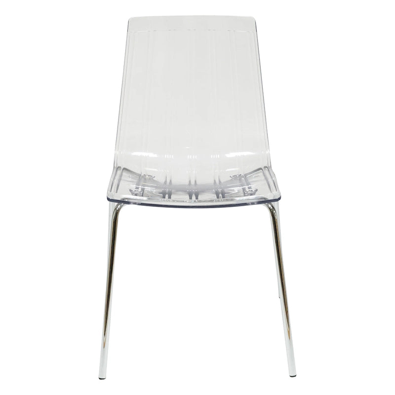 Acrylic Plastic Dining Chair Chrome Metal Legs Modern Transparent Accent Side Chair for Dining Room & Kitchen