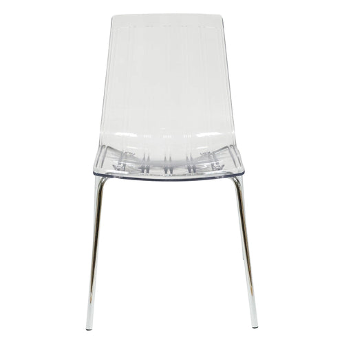 Acrylic Plastic Dining Chair Chrome Metal Legs Modern Transparent Accent Side Chair for Dining Room & Kitchen