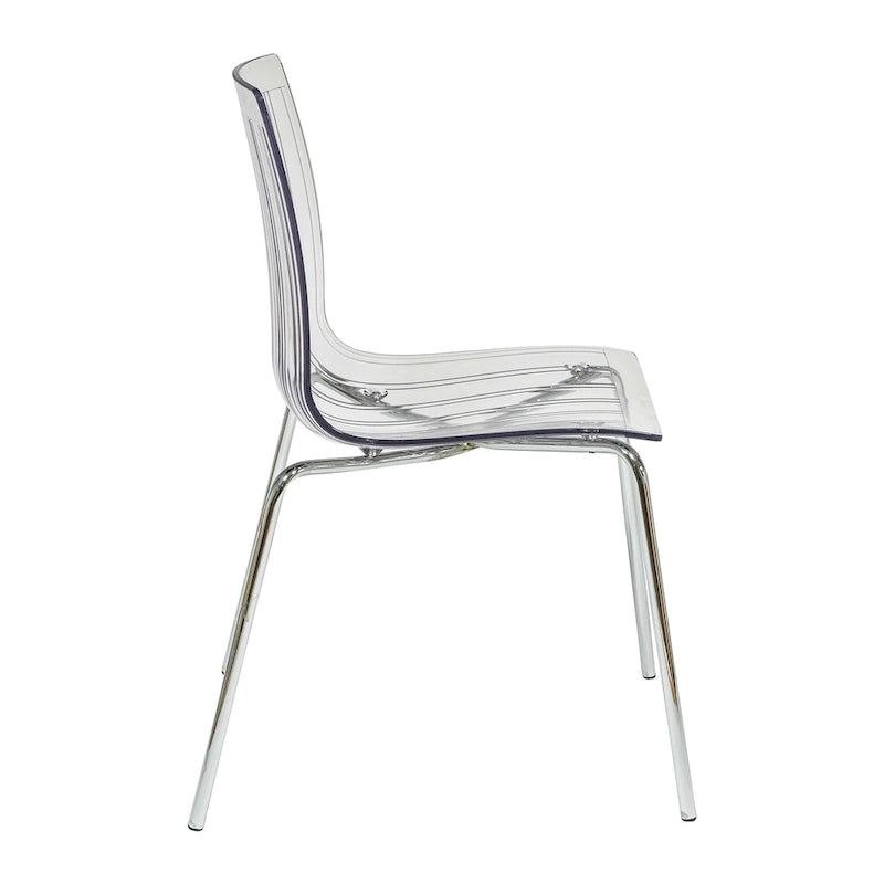 Acrylic Plastic Dining Chair Chrome Metal Legs Modern Transparent Accent Side Chair for Dining Room & Kitchen