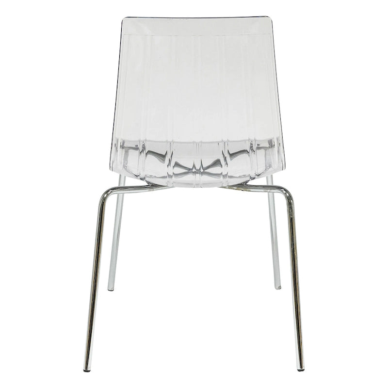 Acrylic Plastic Dining Chair Chrome Metal Legs Modern Transparent Accent Side Chair for Dining Room & Kitchen