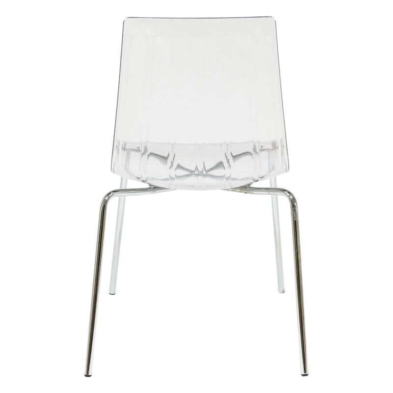 Acrylic Plastic Dining Chair Chrome Metal Legs Modern Transparent Accent Side Chair for Dining Room & Kitchen