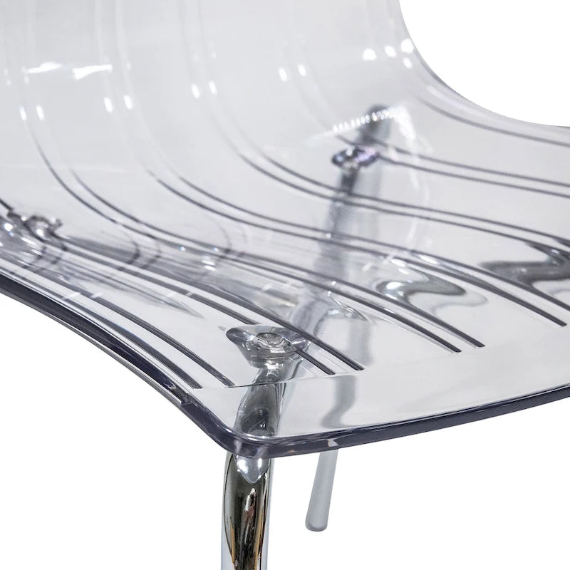Acrylic Plastic Dining Chair Chrome Metal Legs Modern Transparent Accent Side Chair for Dining Room & Kitchen