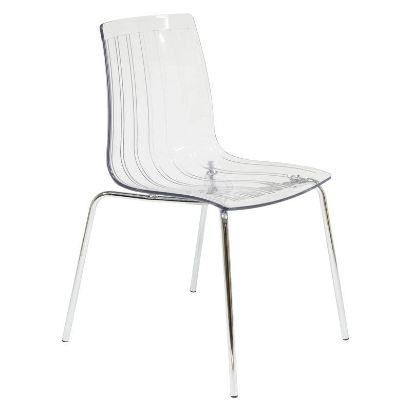 Acrylic Plastic Dining Chair Chrome Metal Legs Modern Transparent Accent Side Chair for Dining Room & Kitchen