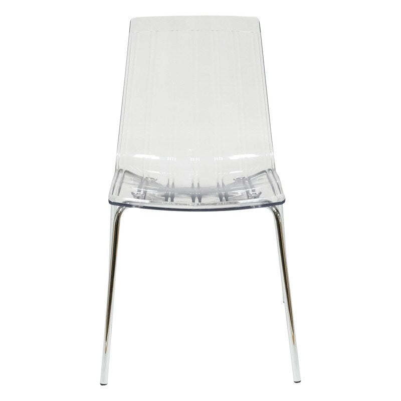 Acrylic Plastic Dining Chair Chrome Metal Legs Modern Transparent Accent Side Chair for Dining Room & Kitchen