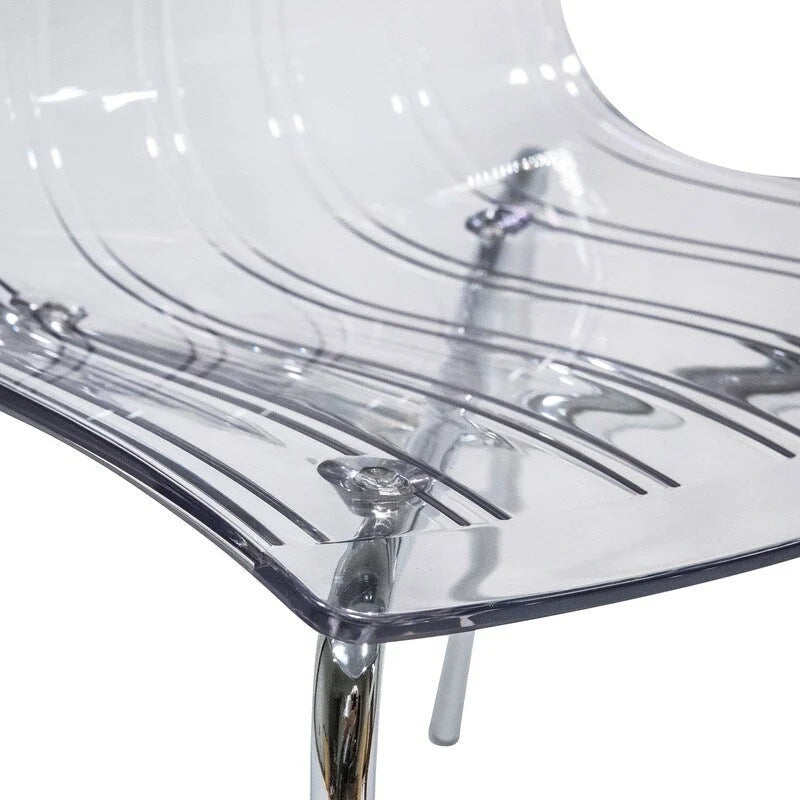 Acrylic Plastic Dining Chair Chrome Metal Legs Modern Transparent Accent Side Chair for Dining Room & Kitchen