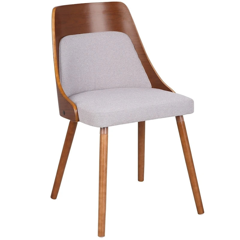Walnut and Fabric Dining Chair - N/A