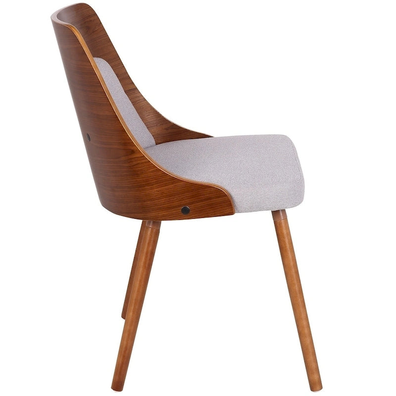 Walnut and Fabric Dining Chair - N/A