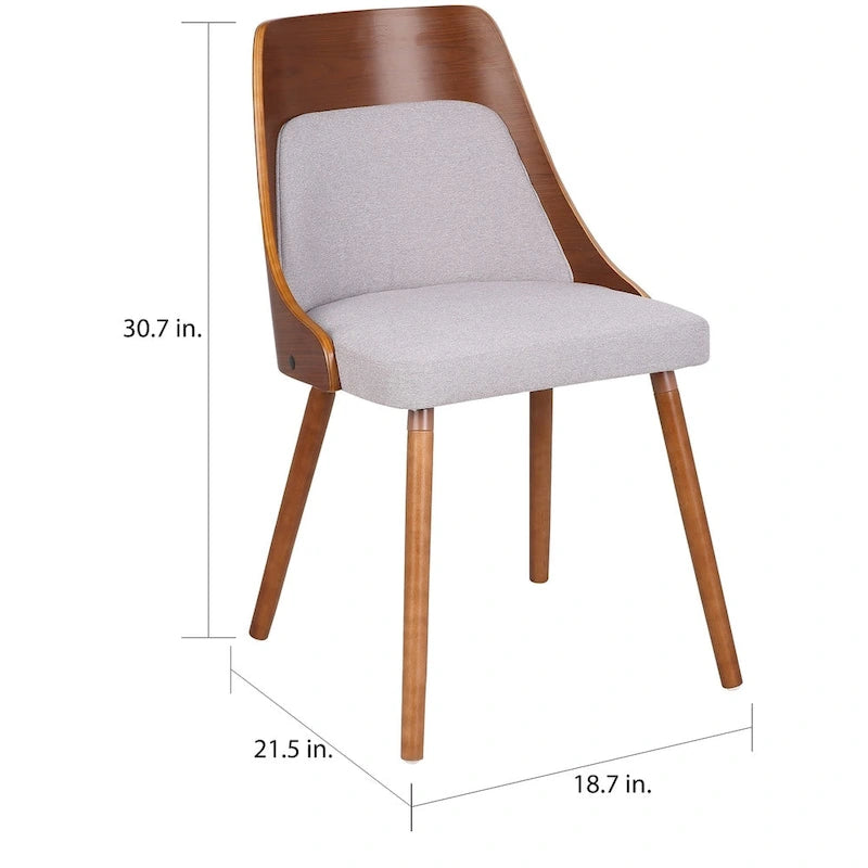 Walnut and Fabric Dining Chair - N/A