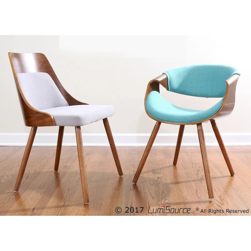 Walnut and Fabric Dining Chair - N/A