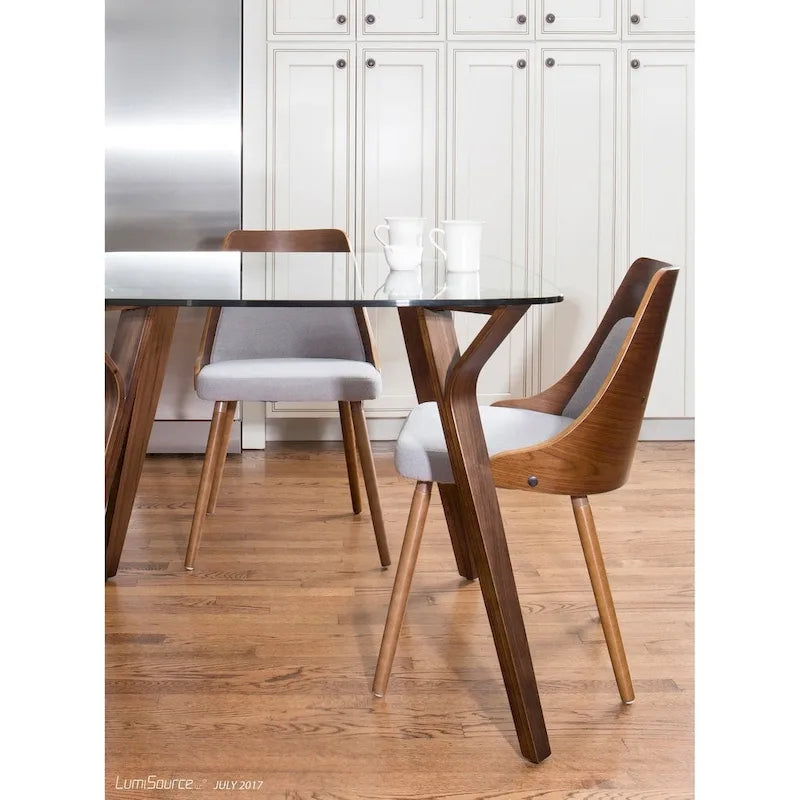 Walnut and Fabric Dining Chair - N/A