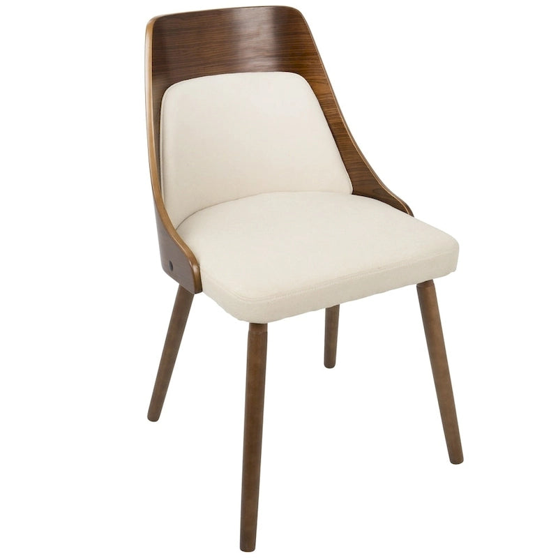 Walnut and Fabric Dining Chair - N/A