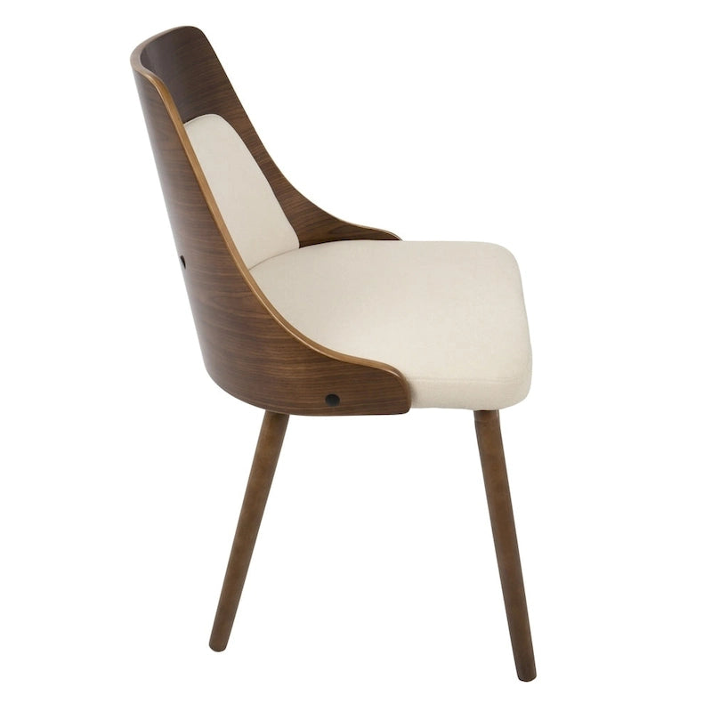Walnut and Fabric Dining Chair - N/A