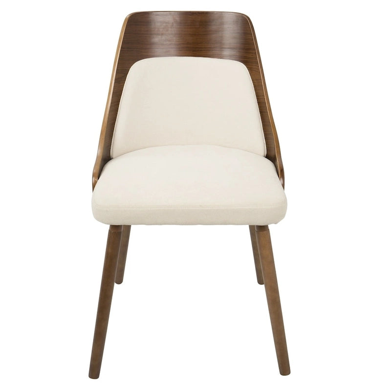 Walnut and Fabric Dining Chair - N/A