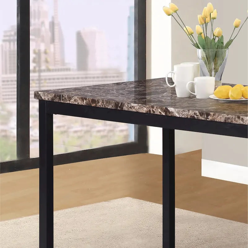 Metal Dining Table with Laminated Faux Marble Top