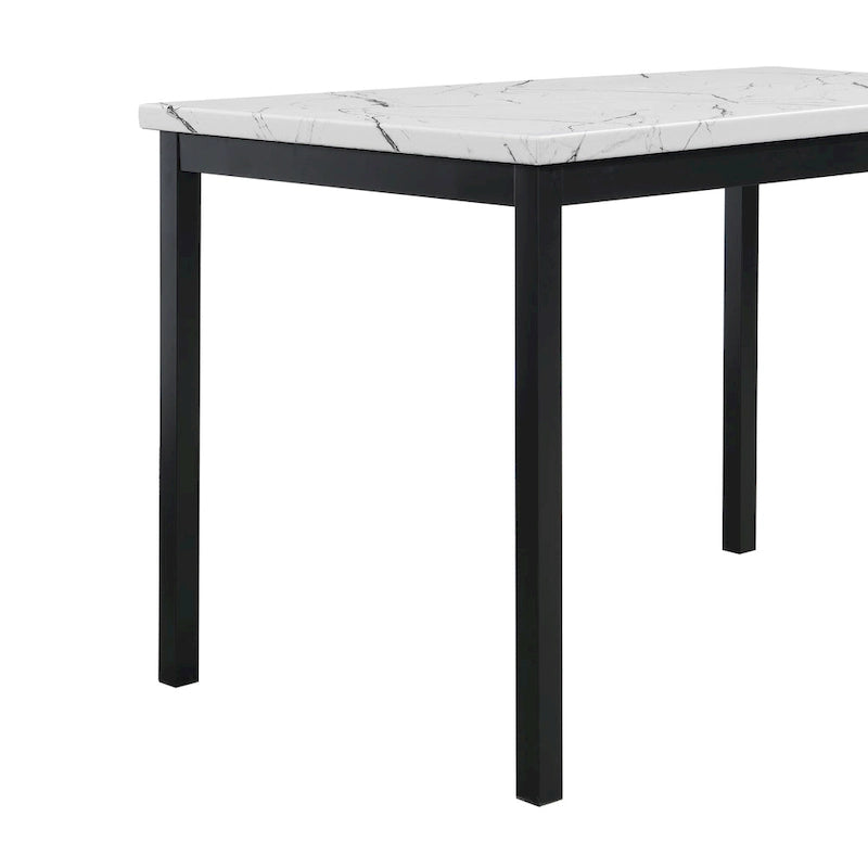 Metal Dining Table with Laminated Faux Marble Top