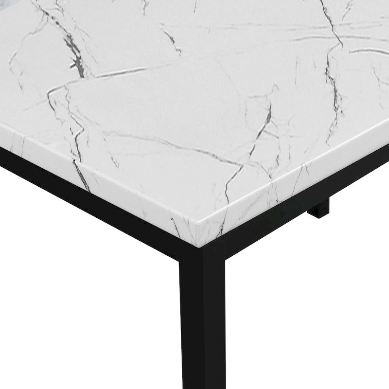 Metal Dining Table with Laminated Faux Marble Top